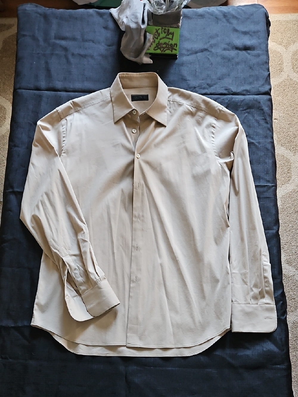 Prada Men's Beige Long-Sleeve Dress Shirt